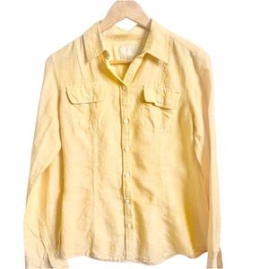 Banana Republic Women’s Soft Wash Linen Blend Shirt in Yellow Size Small